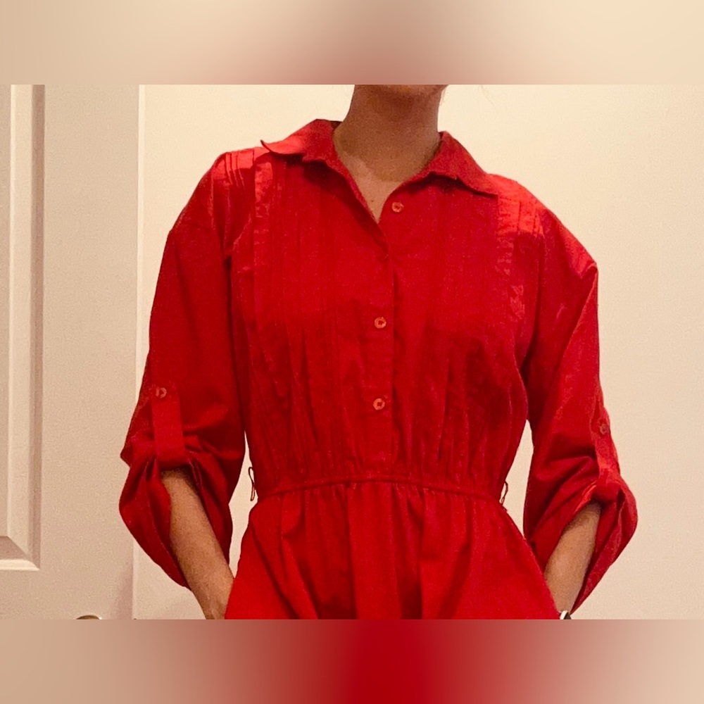 Vintage Red Button-Up Dress